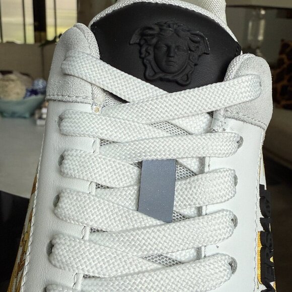 VERSACE 1011942 Barocco White Leather Sneakers, Size 44‎ main image 11
